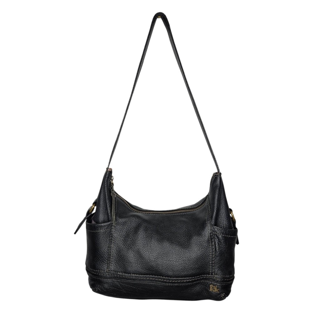 The Sak Black Leather Baguette Shoulder Bag Y2K Mini Hobo Purse